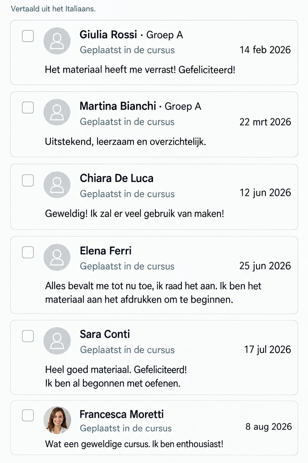 Gebruikerservaringen uit de Italiaanse referentie